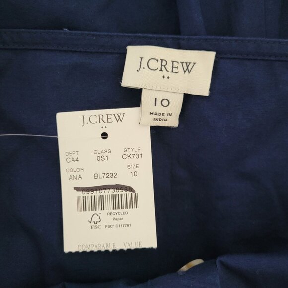 J.Crew Button-Front Belted Midi Dress Womens Size 10 Navy NWT - Picture 3 of 7